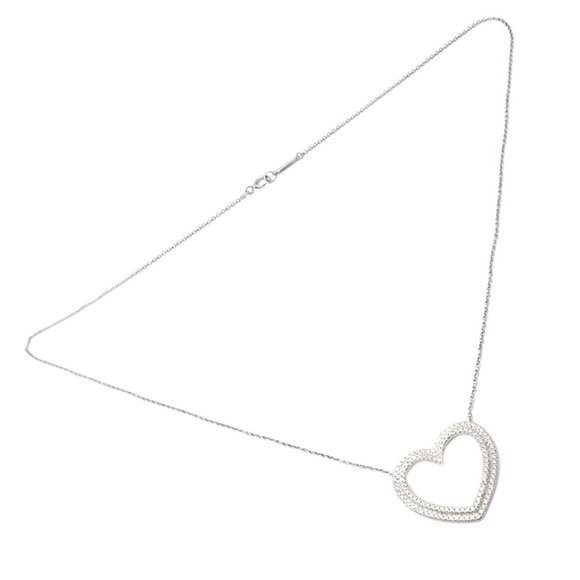 Tiffany & Co Platinum Diamond Heart Double Metro Medium Pendant Necklace - Picture 6 of 12
